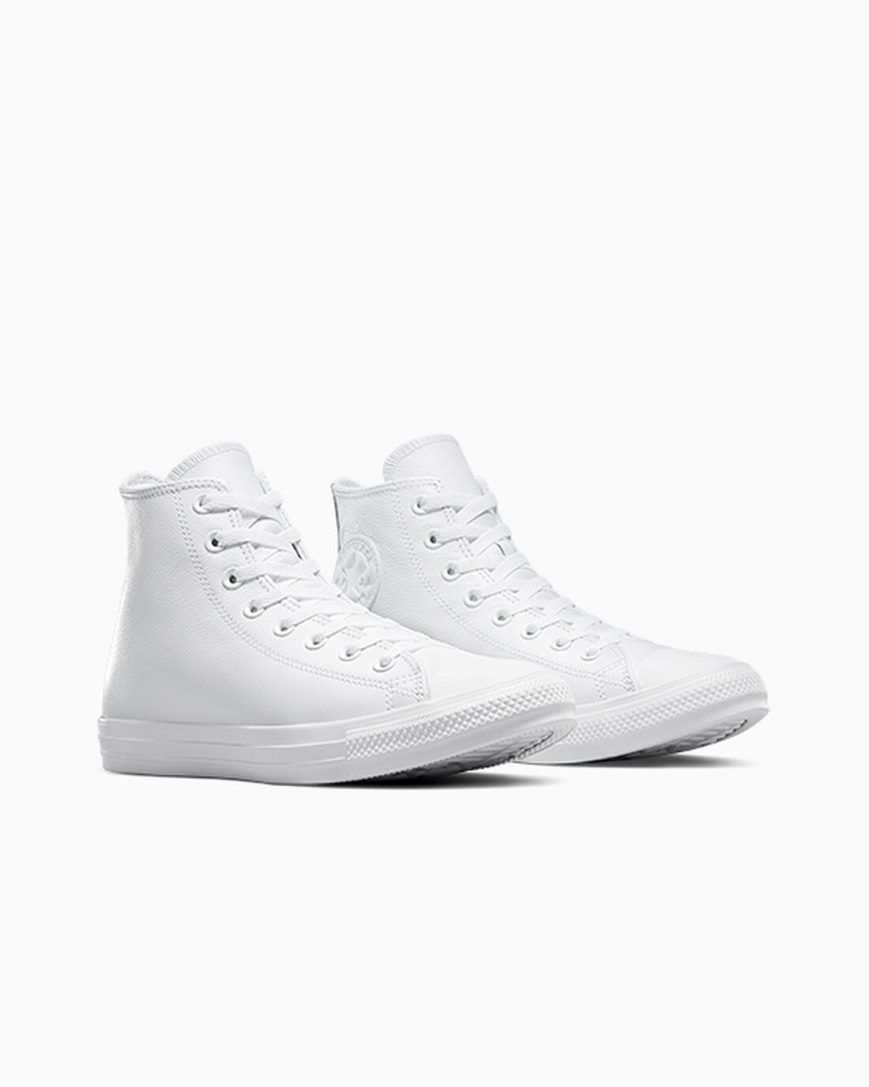 Dámské Boty Vysoké Converse Chuck Taylor All Star Læder Bílé | CZ SXWJ37